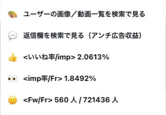 X-Twitterの投稿右上3点リーダー拡張メニュー